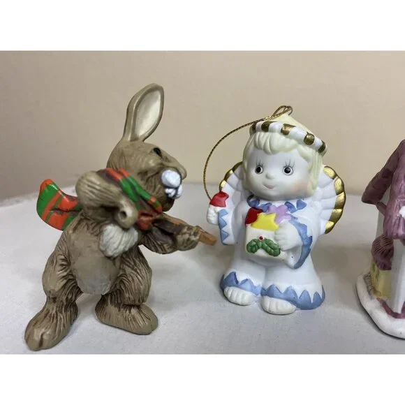 Vintage Porcelain christmas ornaments Lot Hallmark Katybeth Santa Angel & More - Picture 4 of 10